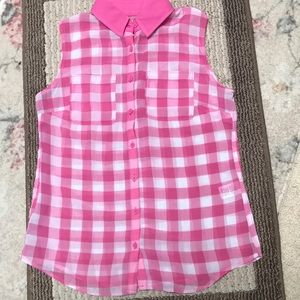 Ladies Aeropostale Fuchsia/White Checked Top
